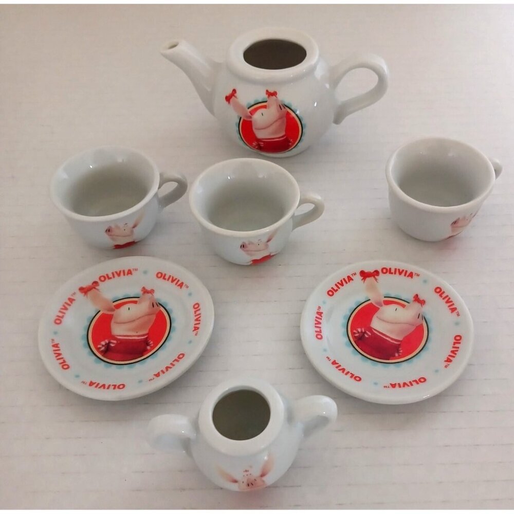Olivia The Pig Porcelain Children Tea Set 2010 Ian Falconer Schylling Ceramic